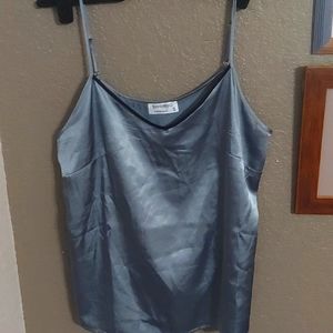 Silky Satin Gray Spaghetti Strap Y2K Tank Top - Women's Size Small